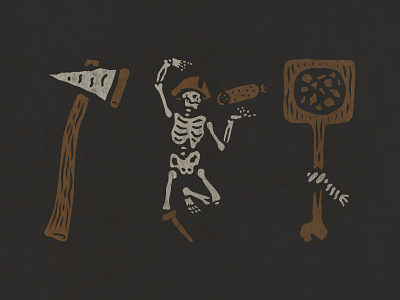 Branding axe bones pizza branding fire illustration skeleton skull wodd