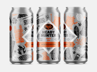 Beer beer hazy ipa heady hunter illustration reve reve brewing tiki weeki