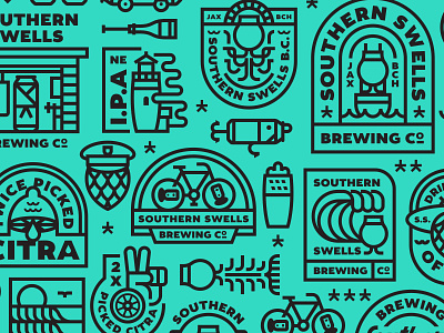 Branding badge branding icon illustration pattern southern swells brewing co.