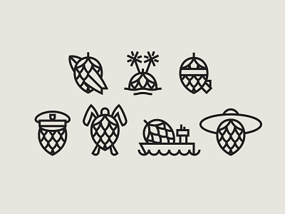 Branding beer branding coast hops icons illustration southern swells brewing co.
