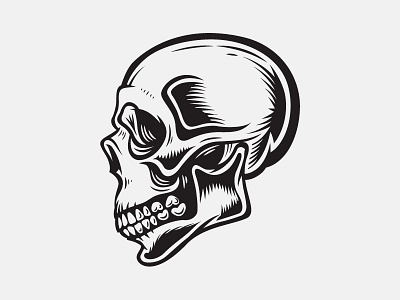 WIP bw illustration skull wip