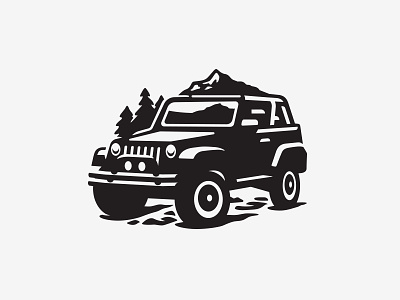 Illustration icon illustration jeep mountian outdoors