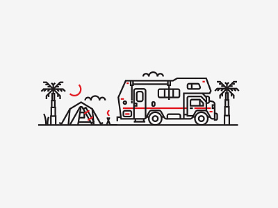 Illustration V camper illustration jacksonville beach letterpress monoline tent