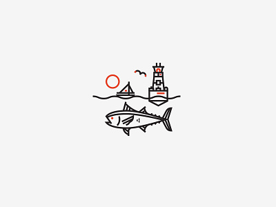 Illustration IX illustration jacksonville beach letterpress monoline tuna