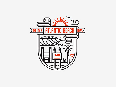 Illustration XII atlantic beach illustration letterpress monoline wip