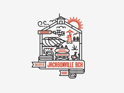 Illustration XIII badge illustration jacksonville beach letterpress monoline wip