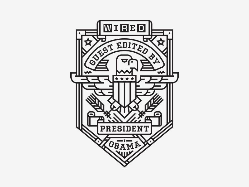 Wired presidentobama monoline badge illustration kendrickkidd3