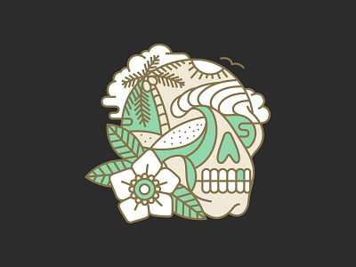 illustration beach flower illustration skull tattoo traditional