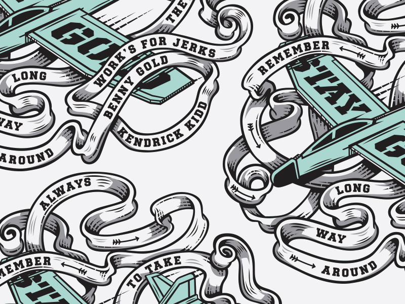 Illustration works for jerks glider benny gold apparel illustration