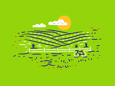 Illustration III beer bike field illustration illustrator landscape true respite