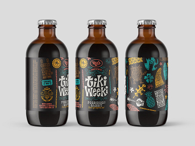 Packaging beer bottle label packaging reve brewing tiki weeki
