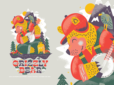 Illustration aiga design grizzly bear music poster