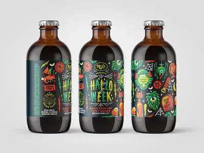 Packaging beer bottle halloweek halloween packaging pattern reve brewing