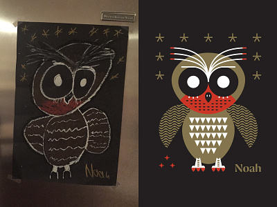 Illustraion colab father and son owl