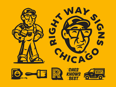 Right Way Signs branding graphic system illustration logo