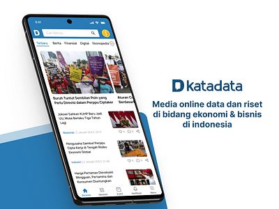 Katadata Mobile Apps app branding design minimal mobile news ui design ux