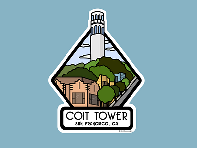 Coit Tower - Sticker Design adobe coit tower design illustration san francisco sticker sticker design vector wacom