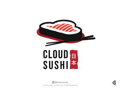 cloud shusi bar branding buy logo cloud culinary fish foo food fresh illustration japan japanese japanese food logo logodesign restaurant sashimi sushi sushi logo vector
