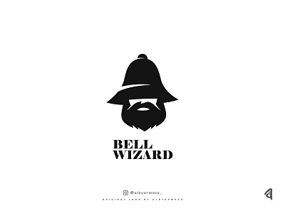 bell wizard logo art logo beautiful bello black brand branding buy logo concept fantasy illustration logo logo design logo for sale logotype monochrome proffesional simple design simple logo witch wizard