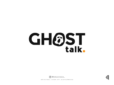 ghost talk logo awesome logo brand chat ghost horror illustration logo logotype media message mockup podcast podcast logo proffesional radio scream simple logo talk unique vector