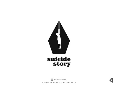 suicide story logo black buy logo dark death freelance freelancer hire illustration life logo logo design logotype logowork proffesional rope simple logo story suicide vector work