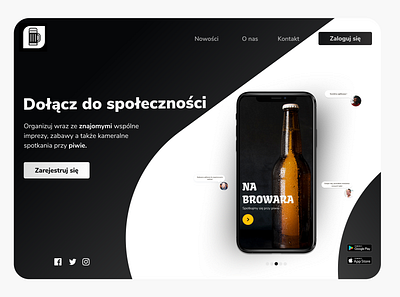 Na browara Landing Page, Social app app design layout marketing mobile mobile app mobile app design mobile design social social app ui ux webdesign website