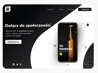 Na browara Landing Page, Social app