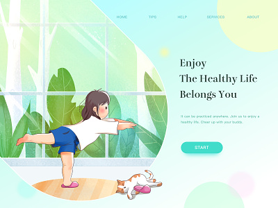 YOGA branding character flat girl illustrator landscape sketch space ui website yoga