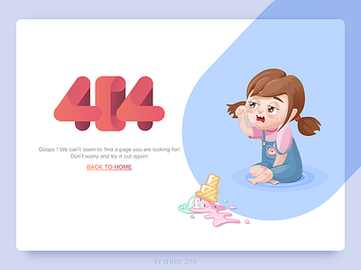 404 Page 404 cry error flat girl ice ice cream page ui website