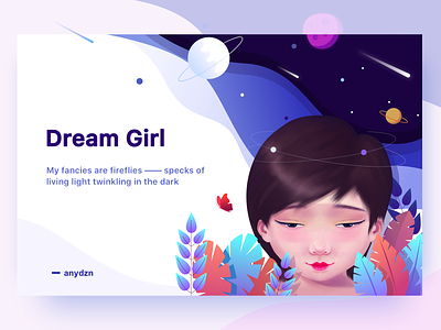Dream Girl girl landscape sketch ui web