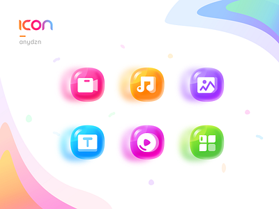 ICON__Candy Colors candy font glass gradient icon music picture sketch video