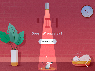 404 Page 404 app cat flat illustrator landscape light mouse sketch ui website