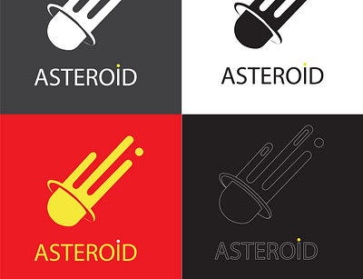 Asteroid asteroid backdrop black branding design flat illustration logo red vector