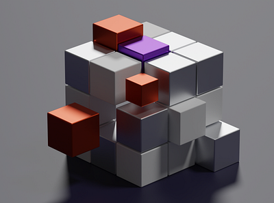 Abstract Metallic Cube Layout 3d animation blender graphic design motion graphics ui