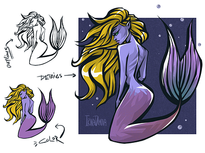 Mermaid Illustration art book illustration character character concept character design character illustration game illustration illustration mermaid purple