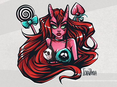 Pink Devil Girl character character art character design devil digital art drawing fantasy fantasy art illustretion pink sticker