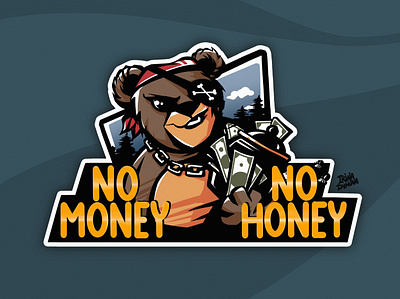 No Money No Honey Logo Design bear bear illustration character design digital art illustration logo logo design logotype sticker