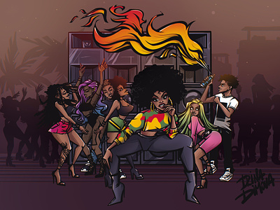 Illustration For Dancehall Party Poster character character design cover cover art dance dancehall dancer design digital art drawing illustration party poster