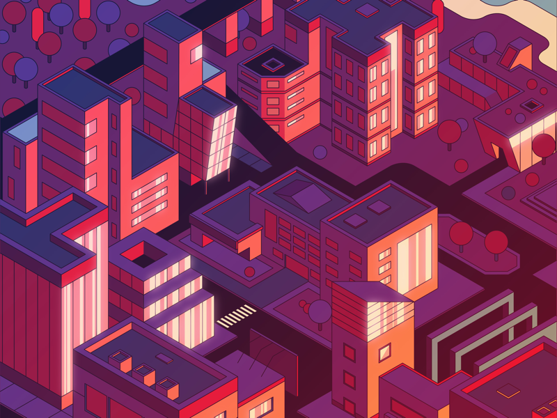 Isometric Sunset by Raffaele on Dribbble