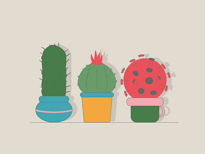 coronavirus & cactus illustration ux