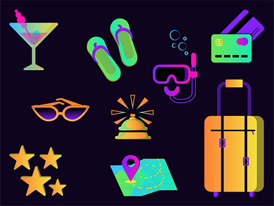 travel icons adobe illustrator icon set illustration sunglasses travel чемодан