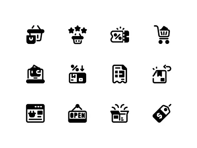 Ecommerce Icon Set | Glyph Style app black branding design ecommerce flat graphic design icon illustration logo minimal ui ux vector web website