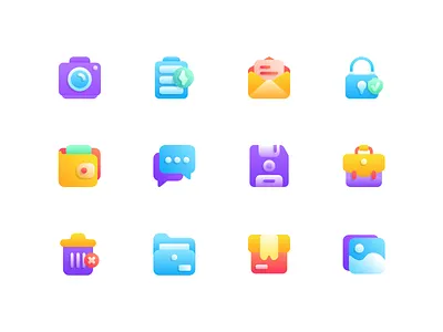 User Interface icon set | Flat Gradient style app branding design flat graphic design icon illustration logo minimal ui vector web website