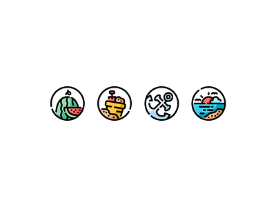 Summer icon set | Filled Outline style