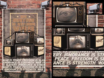 George Orwell -1984 Poster art 1984 art big brother digital art freedom george orwell illustration painting peace photoshop poster slavery war