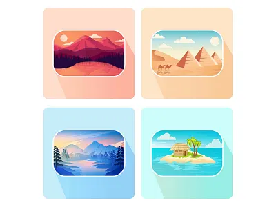 Scenery Illustration art clouds cottage design digital draw graphic graphic design icon icons illustration illustrator island mountains nature scene sky vector