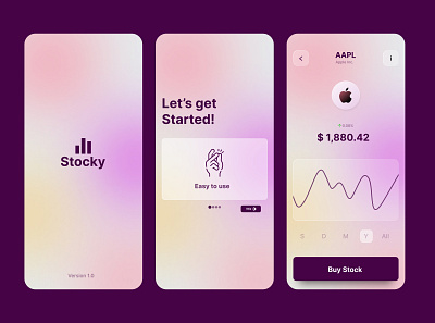 Stock Market app Concept Design glassmorphism mobile app mockup ui design uiux