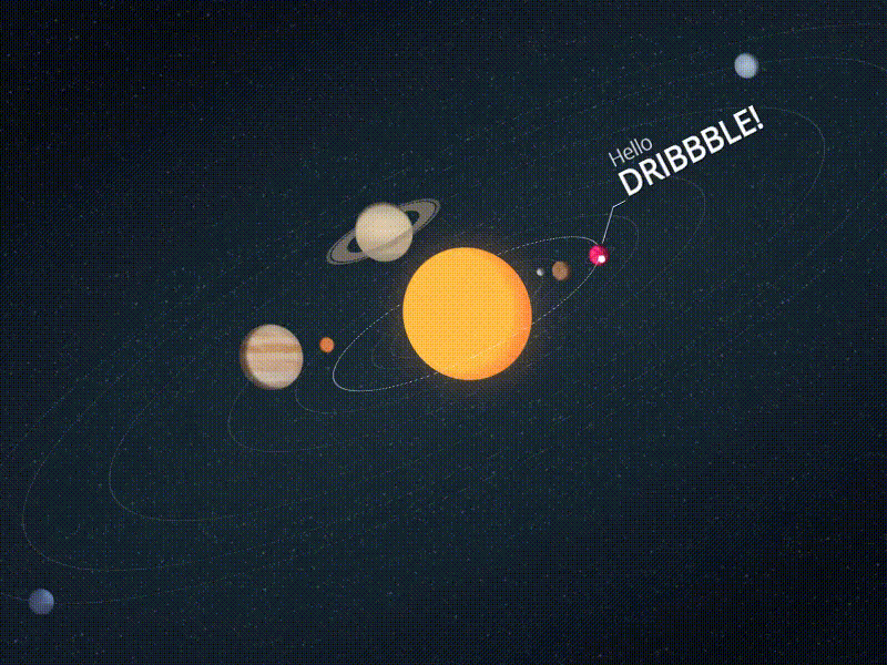 Hello Dribble animation cosmic css css animation dribbble galaxy gif hello photoshop solar system