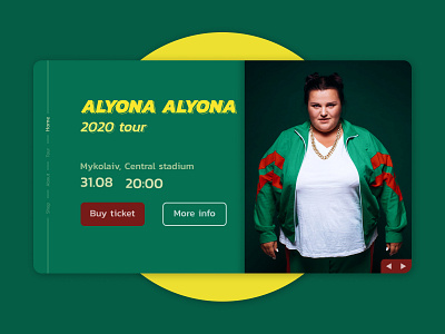Landing Page - Alyona Alyona concert concert daily dailyui design green hip hop landing landing page music mykolaiv rap ticket tickets tour ui ux