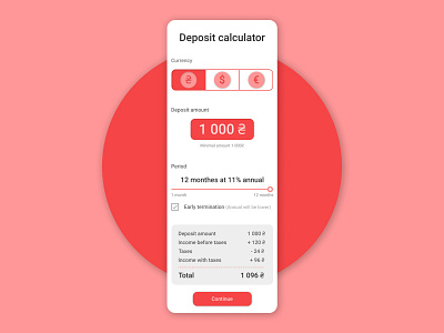 Deposit calculator bank calculator credit daily dailyui deposit design mobile money ui ux